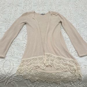 Charolette russe sweater with lace fringe